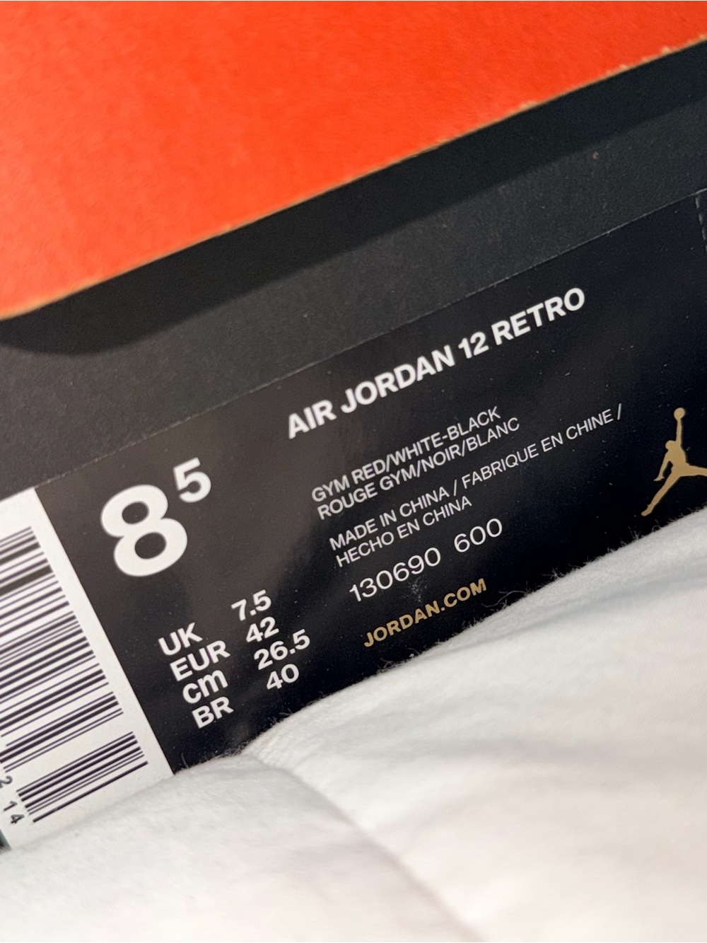 Air Jordan 12 Retro Gym Red White Men’s 8.5 Women’s 10 OG Box - Picture 8 of 11